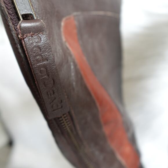 Red Or Dead Brown Tall Knee High Heeled Brown Leather Boots 39 Cobbled Together - Picture 9 of 16